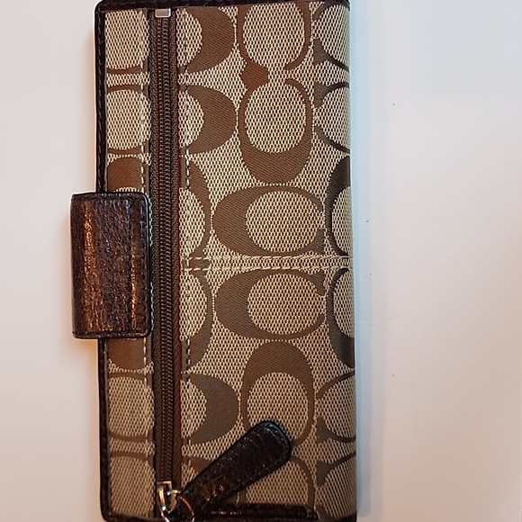 Coach Signature Brown and Tan Wallet - Picture 2 of 8